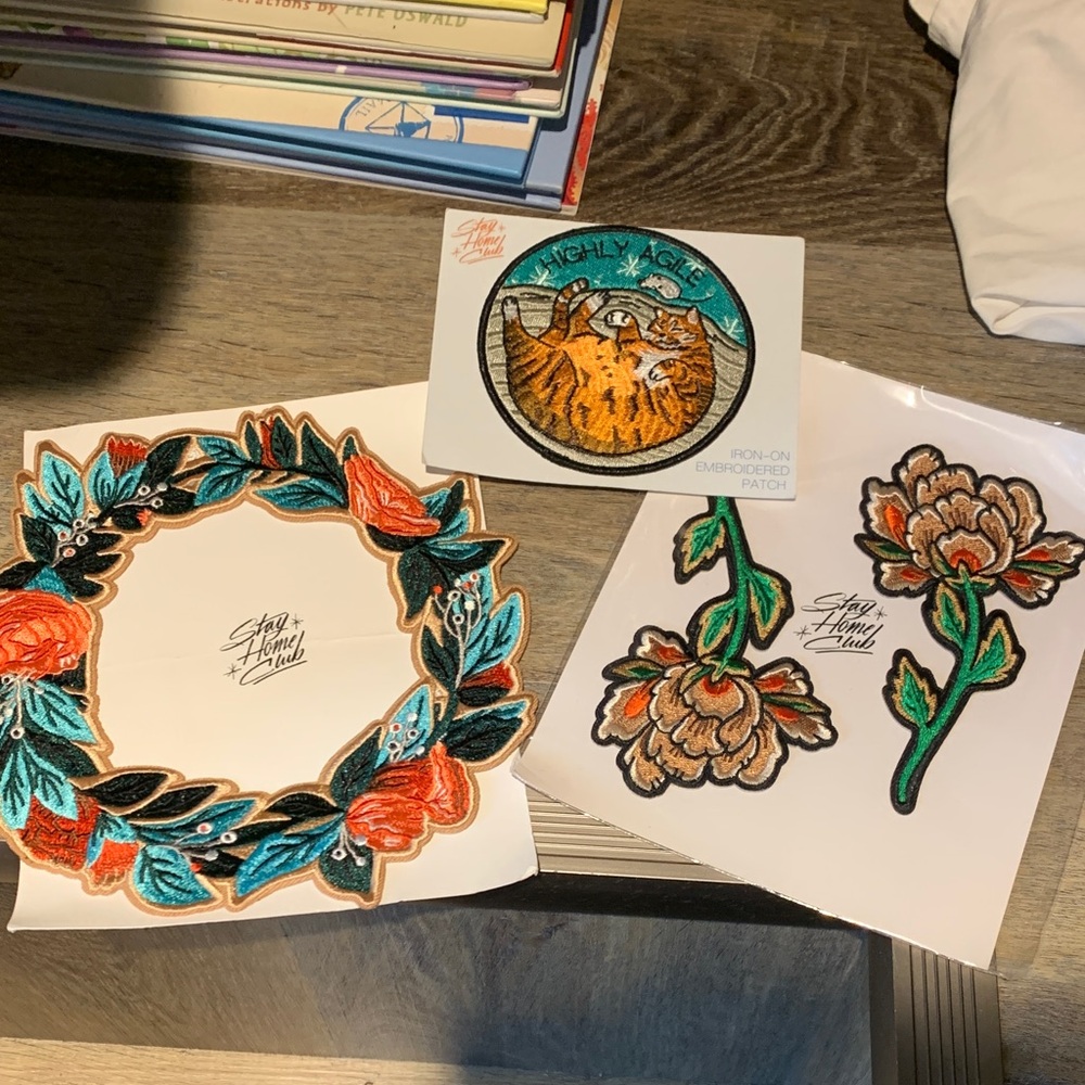 4 Stay Home Club iron-on embroidered patches